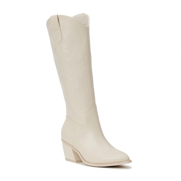 Madden NYC Shoes - Madden NYC Embroidered Tall Western Coastal Cowgirl Stacked Heel Boot Size 9 NWT